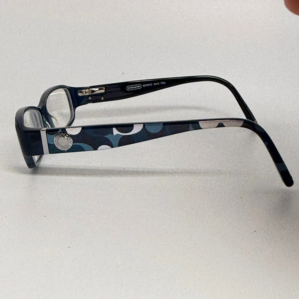 Coach Bernice 944 Teal Signature C Pattern Rectangular Eyeglass Frames 135